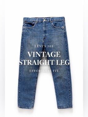 Men’s Levis 505 vintage y2k straight leg jeans relaxed fit faded denim 36x30